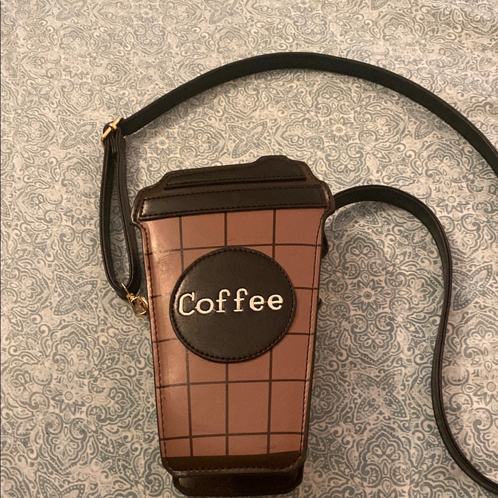 Coffee Cup Crossbody Bag - Brown and Black